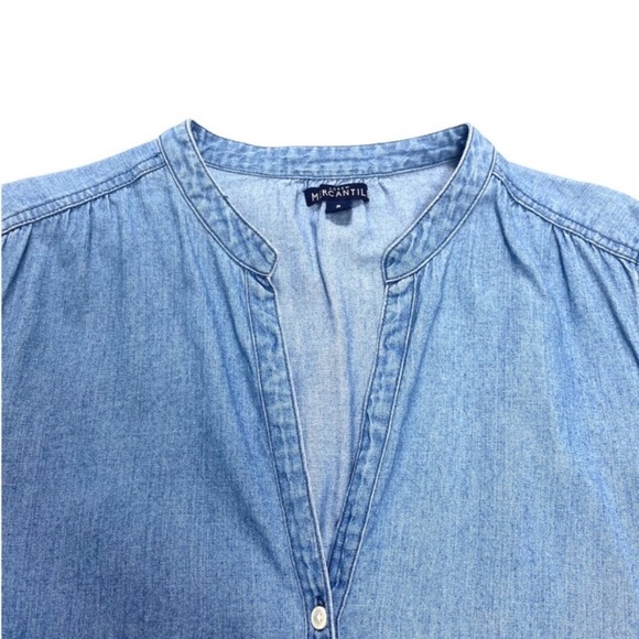 MERCANTILE J.Crew Chambray Denim Romper in Blue Size 8 Style #L0482 - Picture 4 of 6